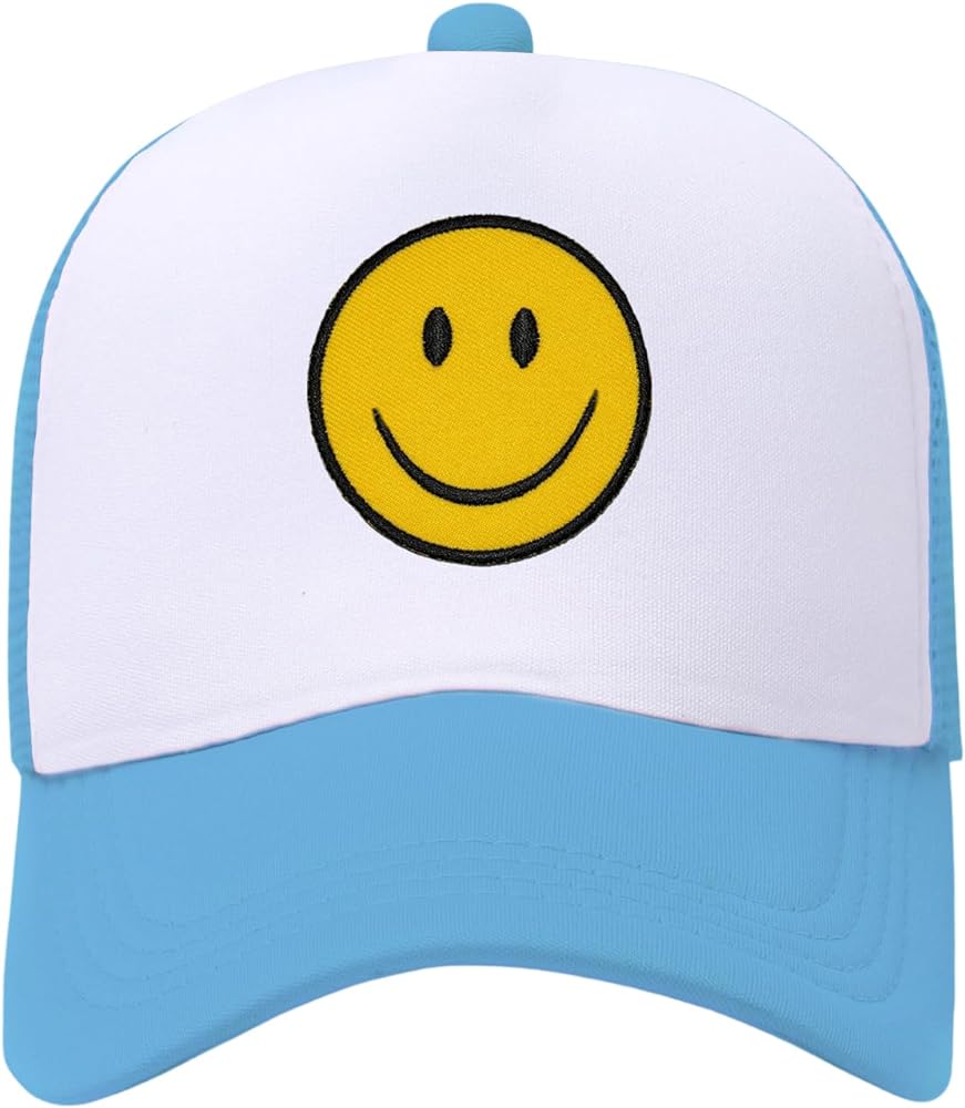 Womens Trucker Hats Retro Mesh Baseball Cap with Smile Patch Foam Neon High Crown Y2K Hats