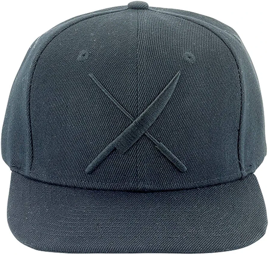 Mercer Culinary Unisex Adult Raised Black Logo Cap, Black W/Large Black Logo