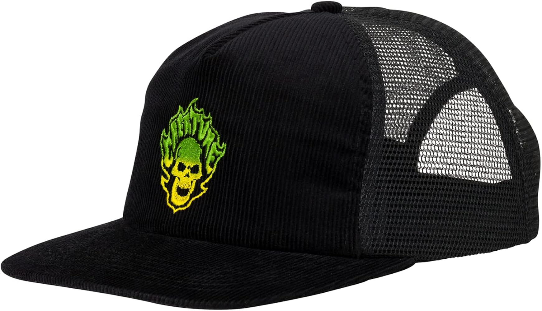 CREATURE Bonehead Flame Mesh Trucker Mid Profile Hat Black OS Unisex