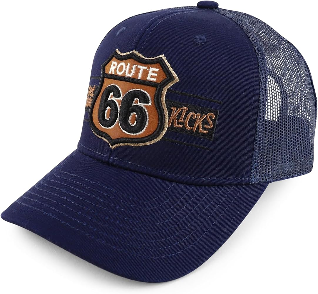 Trendy Apparel Shop Route 66 3D Embroidered Structured Mesh Back Baseball Cap