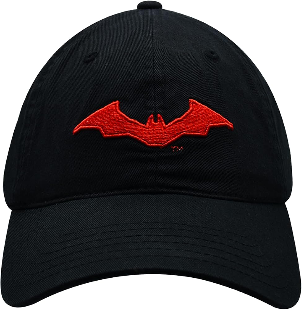 DC Comics The Batman Dad Hat, Embroidered Logo Adult Baseball Cap with Flat Brim, Black, One Size