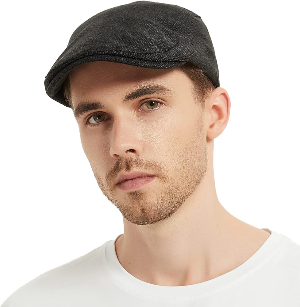 HLLMAN Cabbie Hats for Men Summer,Cotton Beret Newsboy Hat Ivy Gatsby Adjustable Flat cap Beret for Driving