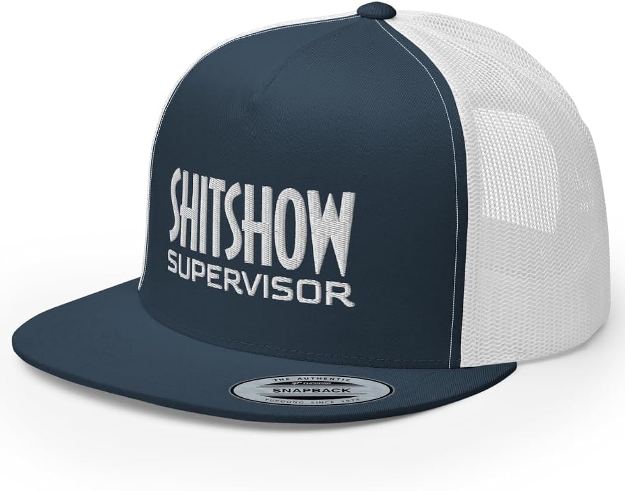 Shit Show Supervisor Premium Trucker Hat High Crown Flat Bill Adjustable Cap Funny Gag Gift