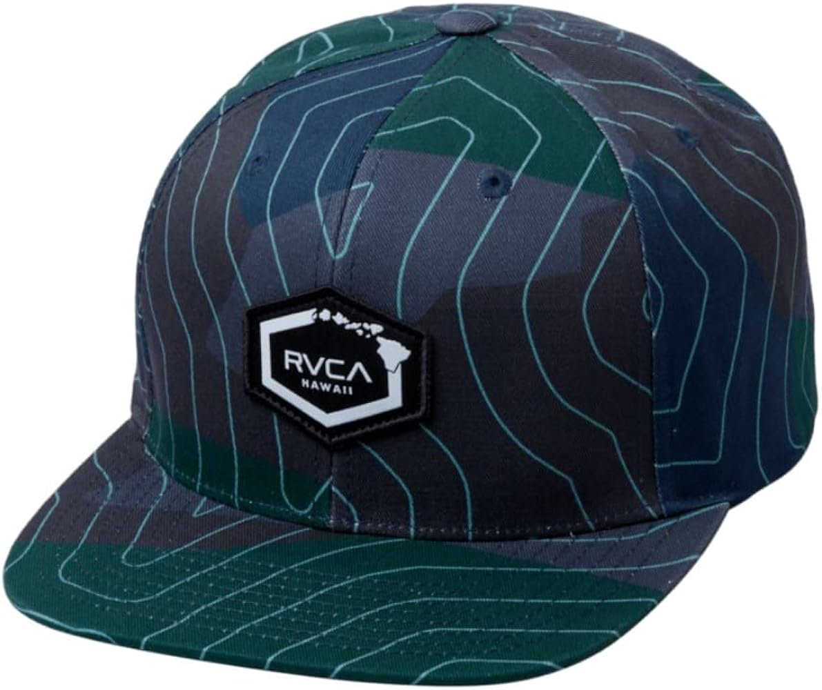 RVCA Men's Island Hex Snapback Hat Hawaii Topo Camo