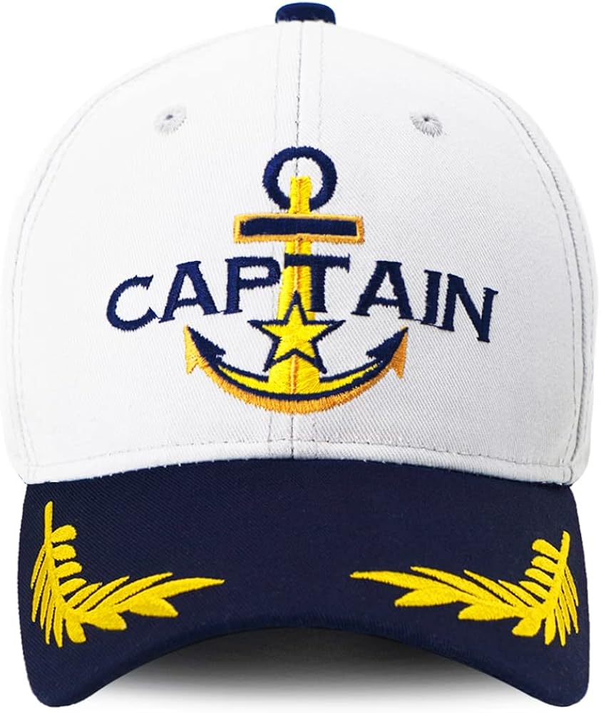 Captain Hat & First Mate | Matching Skipper Boating Baseball Caps | Nautical Marine Sailor Navy Hats