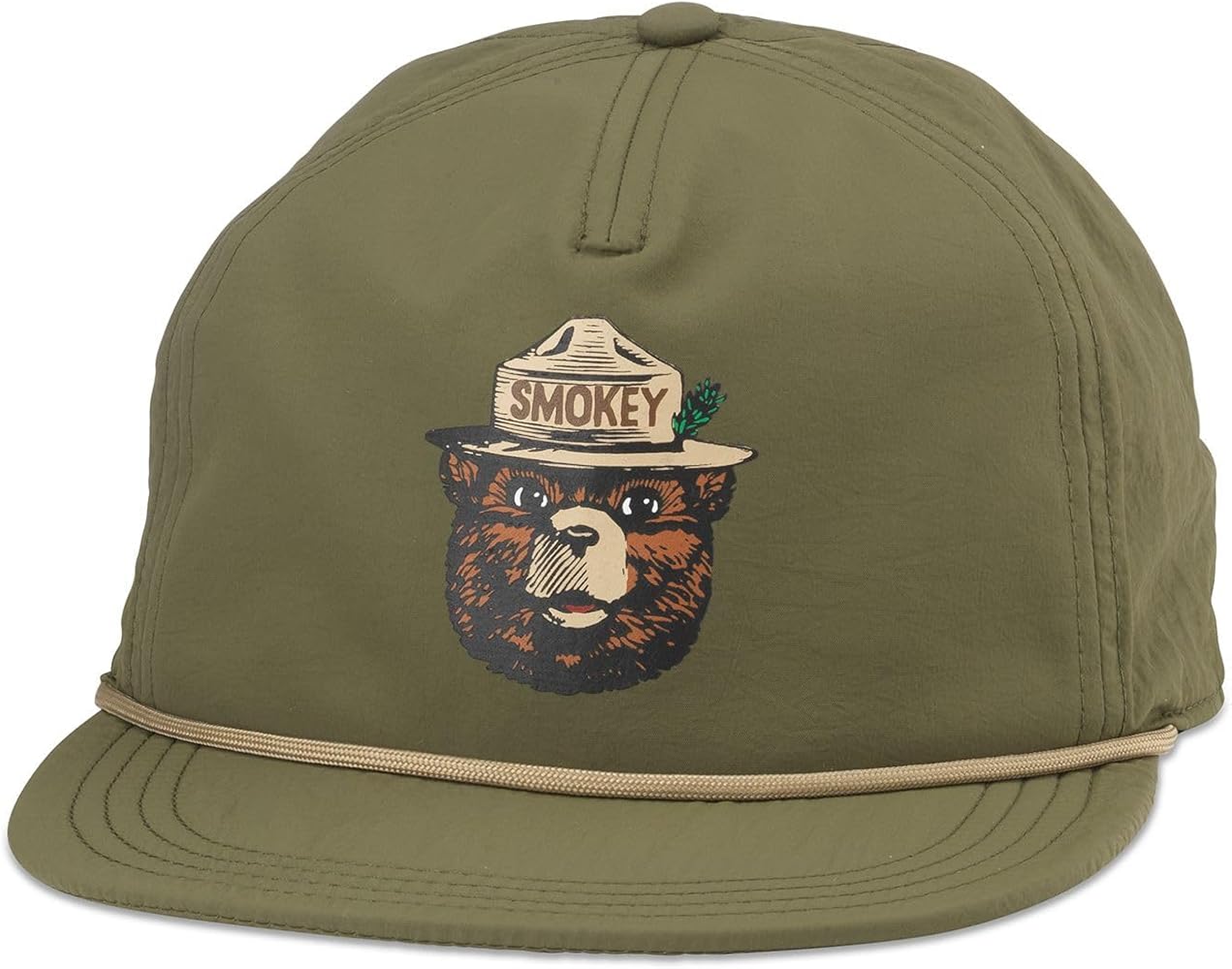 AMERICAN NEEDLE Smokey The Bear Catalina Adjustable Snapback Baseball Hat, Army Green (23023A-SBEAR-ARMY)