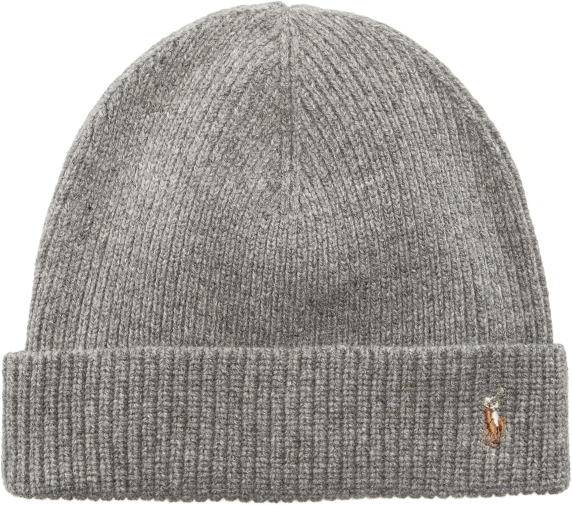 POLO RALPH LAUREN Men`s Wool Blend Signature Cuff Knit Beanie (One Size, Grey(PC0896-016)/B)