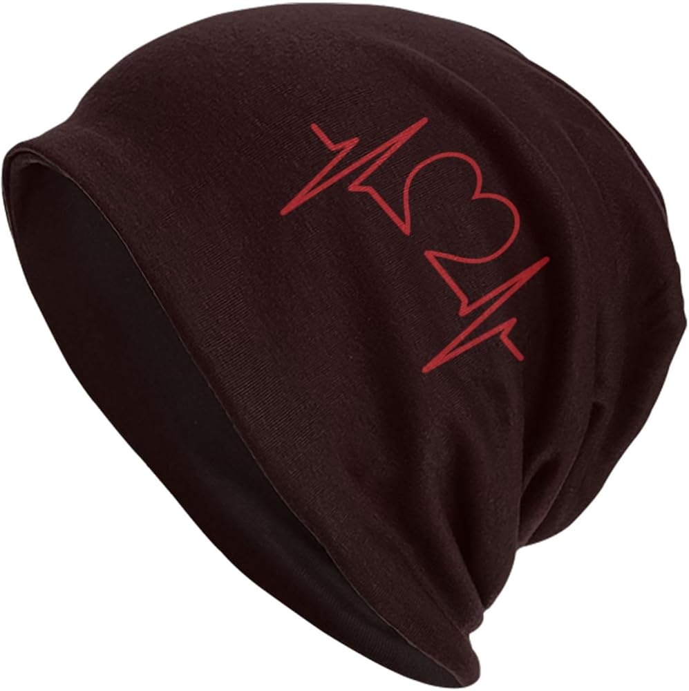 Nurse and Heart EKG Nursing Slouchy Beanie Hat for Men/Women Hip-Hop Soft Lightweight Running Headwear Cap Baggy Skull Sleep Scarf Thin Knit Hat