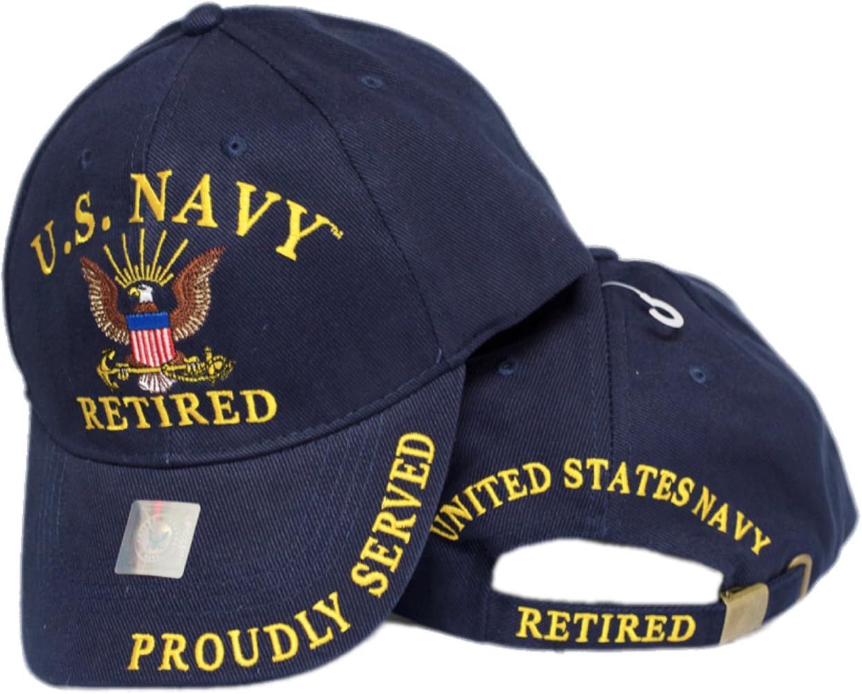 MWS U.S Navy Retired Proudly Served Navy Blue Embroidered Cap Hat