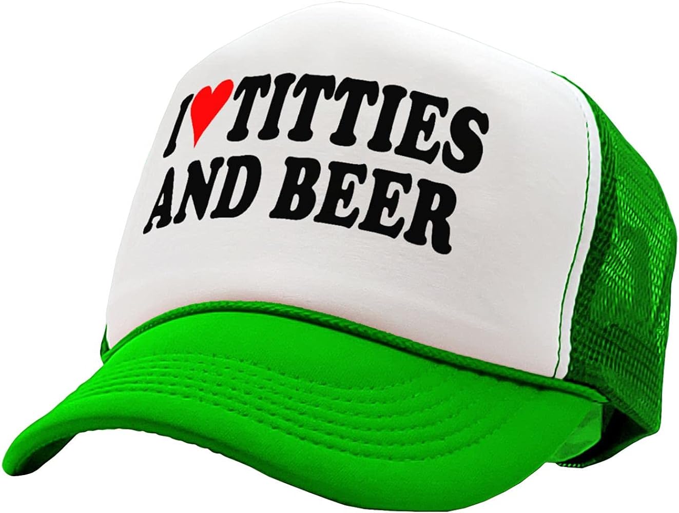 The Goozler - I Heart Titties and Beer - Love Funny Gag - Vintage Retro Style Trucker Cap Hat