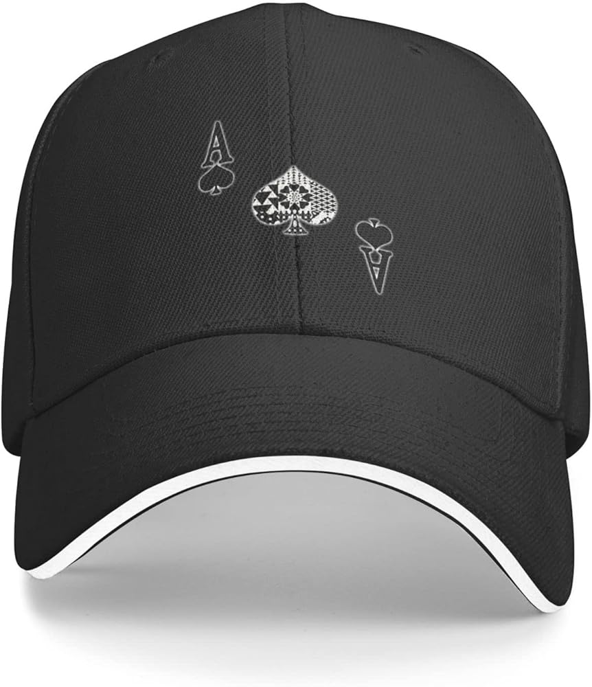 Unisex Ace of Spades Poker Baseball Cap Adjustable, Geometric Baseball Hat for Women Men