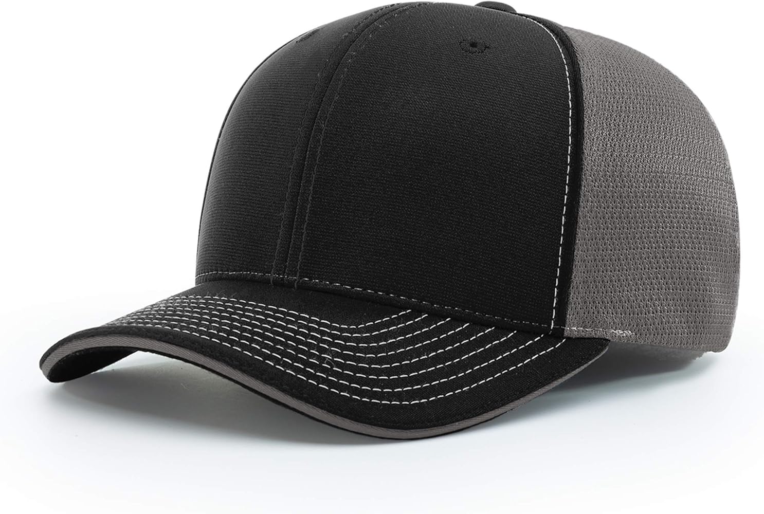 Richardson Unisex 172 Trucker Pulse Sportmesh R-Flex Baseball Cap, Split Black/Charcoal, Large/X-Large