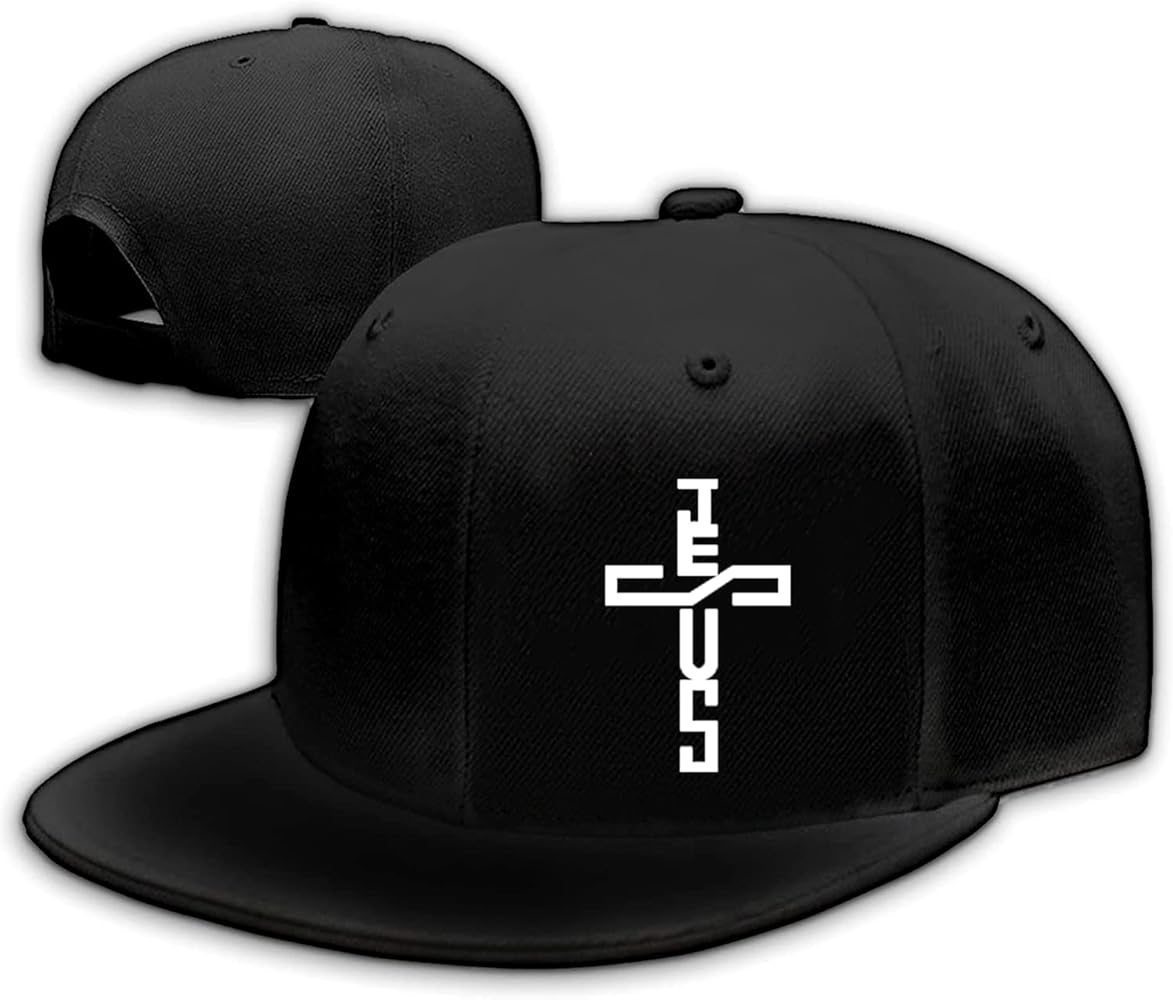 Jesus Christ Hats Mens Snapback Flat Bill Brim Hats for Men Snap Backpack Dad Life Jesus Christian Crosses Baseball Cap