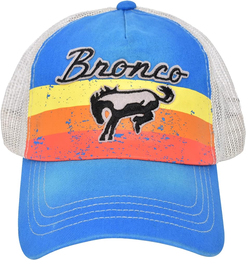 Ford Bronco Embroidered Logo Washed Cotton Adjustable Trucker Hat with Curved Brim, Royal Blue, One Size