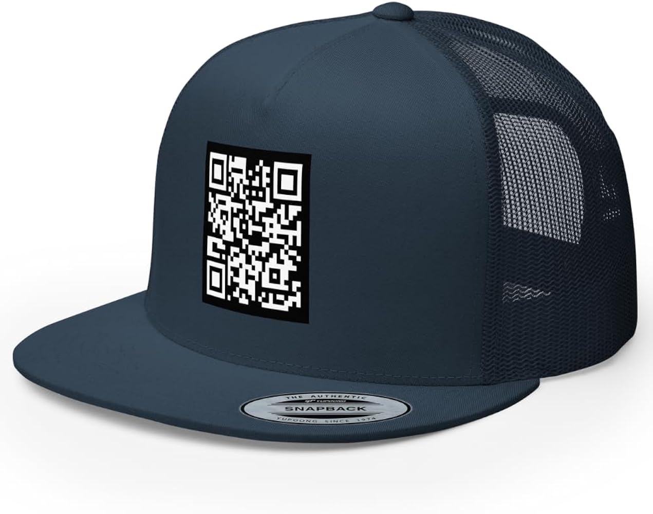 QRP Show Me Them Titties Scannable QR Code Flat Bill Trucker Hat High Crown Adjustable Funny Cap