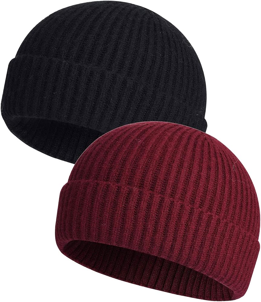 MAIAGO Fisherman Beanie for Men Women, Knit Cuff Beanie Cap Short Beanie Hat, Winter Warm Hats