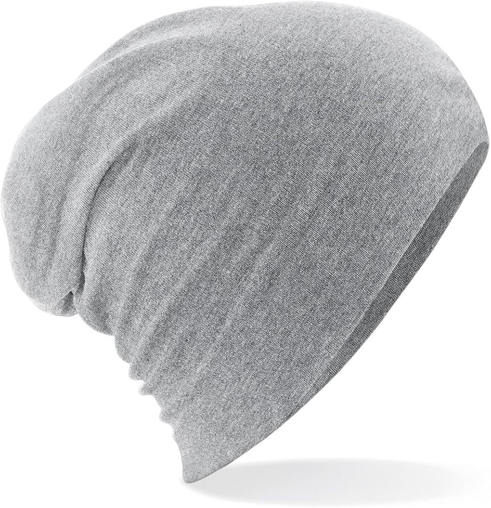 Hemsedal Cotton Slouch Beanie - Light Casual Stretch hat Men/Women - Heather Grey