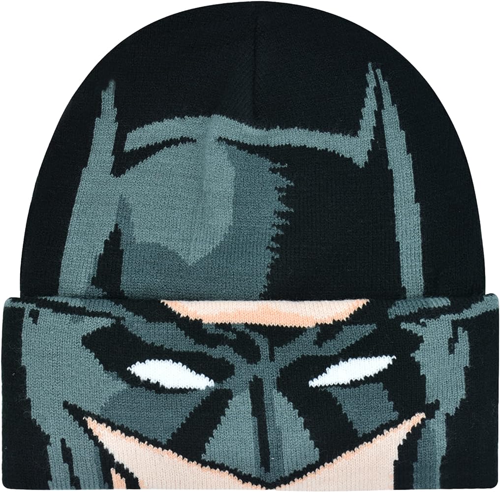 DC Comics Batman Roll Down Cuff Beanie Hat, Black, One Size