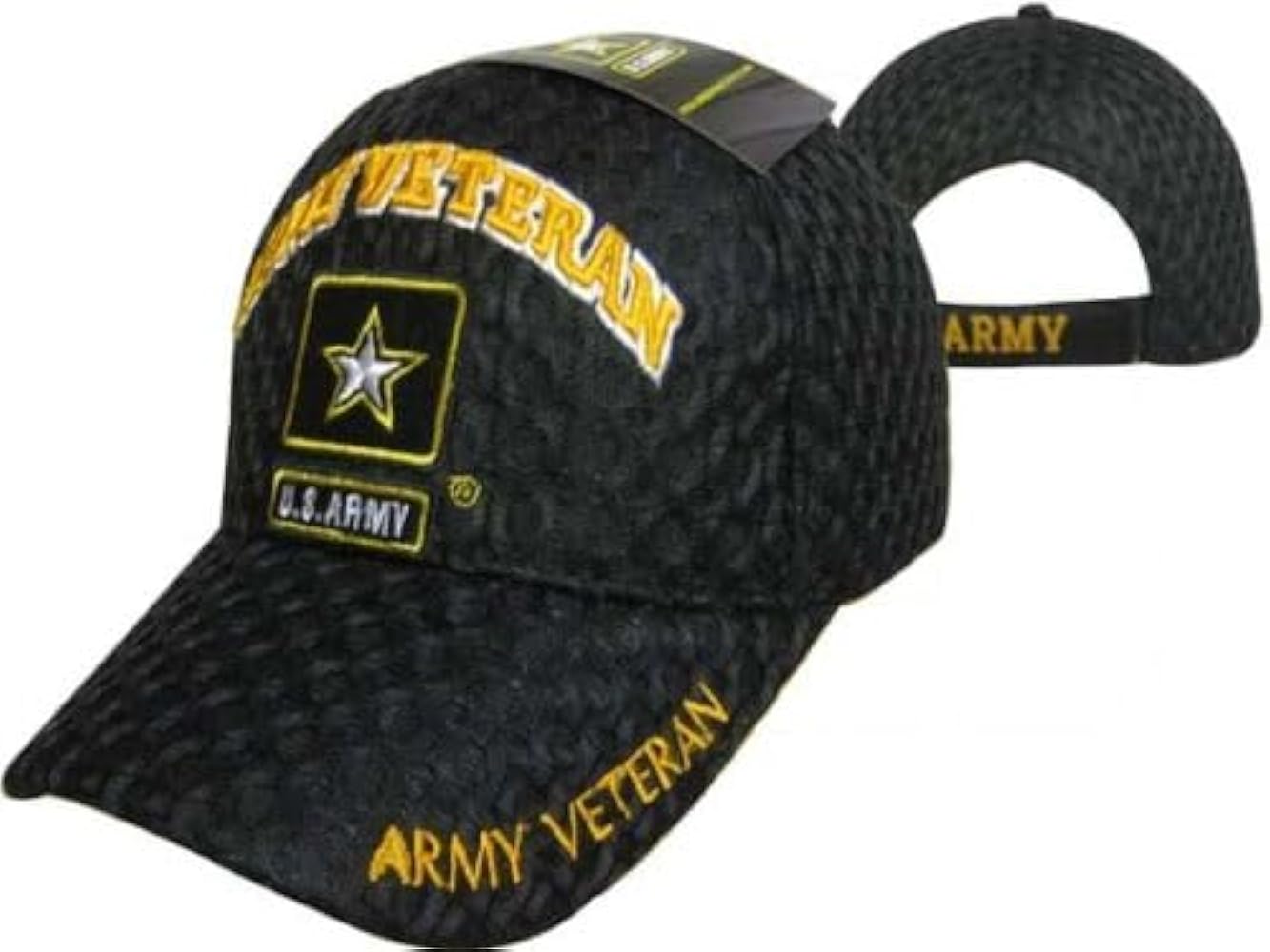 Ant Enterprises US Army Gold Star Army Veteran Black Mesh Adjustable Strap Hat Cap Licensed