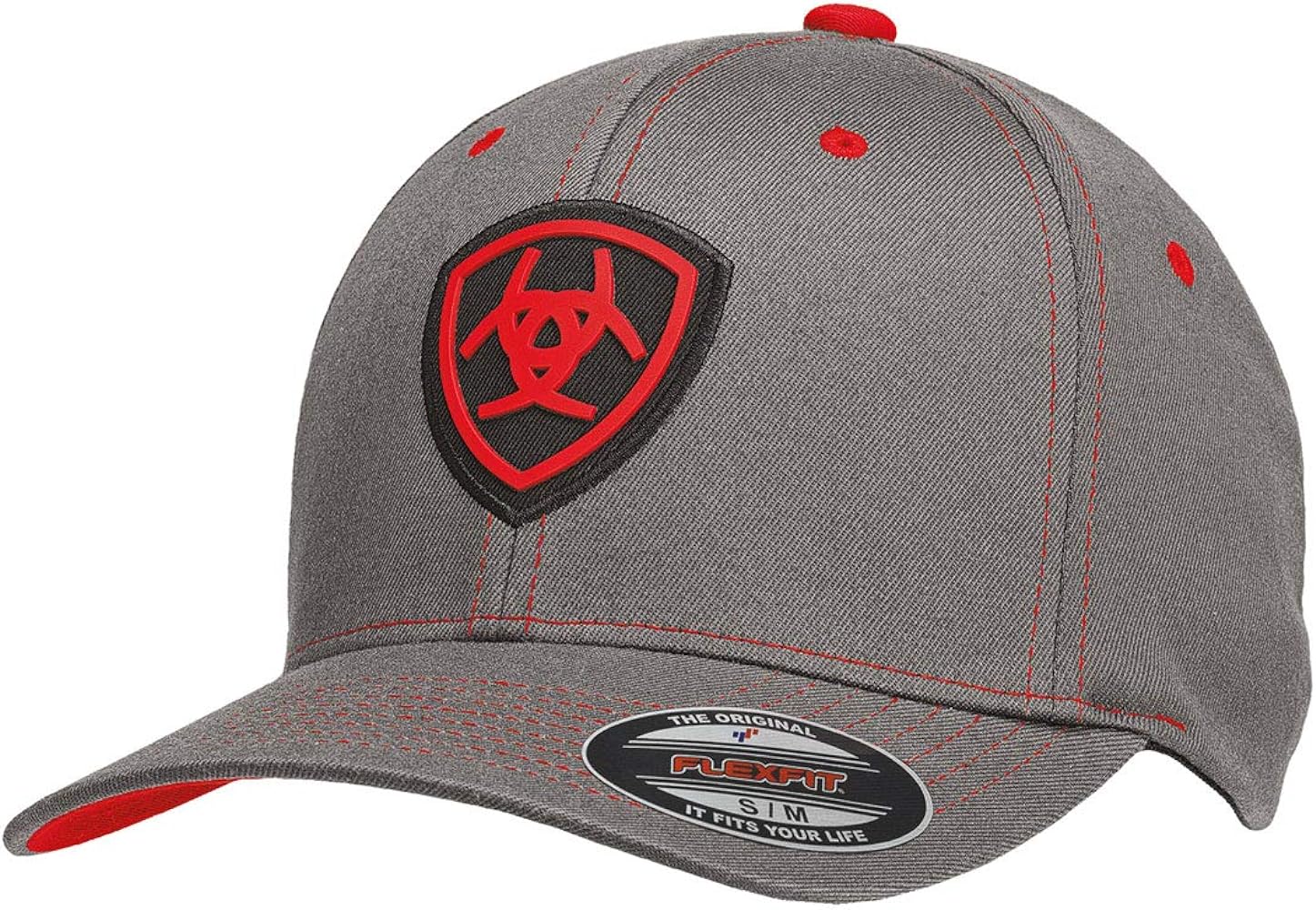 Ariat Men's Gray Red Flex Fit Hat