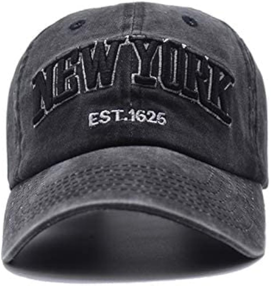 Women &Men New-York Letter Baseball Cap - Vintage Washed Denim Twill Dad Hat for Women Men