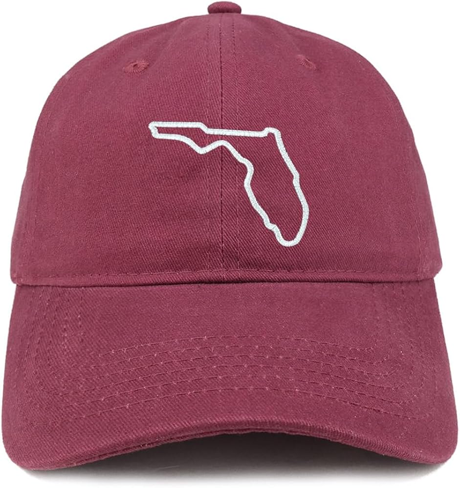 Trendy Apparel Shop Florida State Outline State Embroidered Cotton Dad Hat