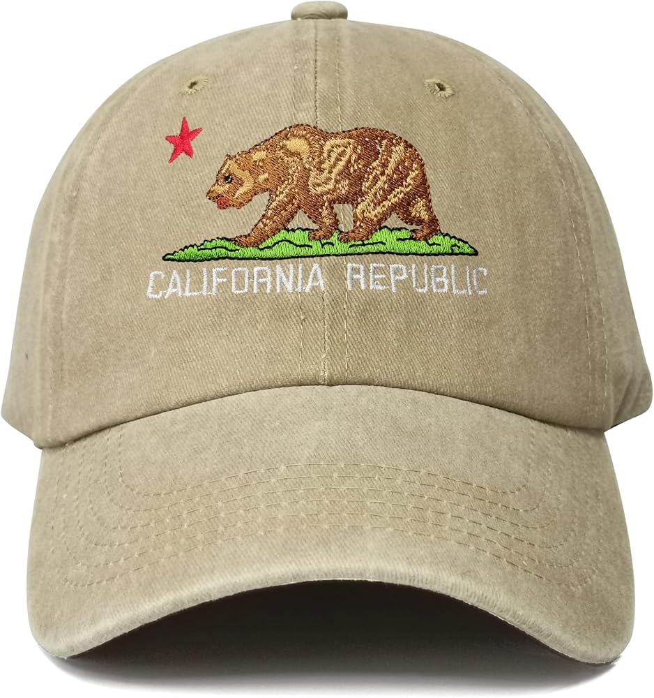 Embroidered California Bear Baseball Hats