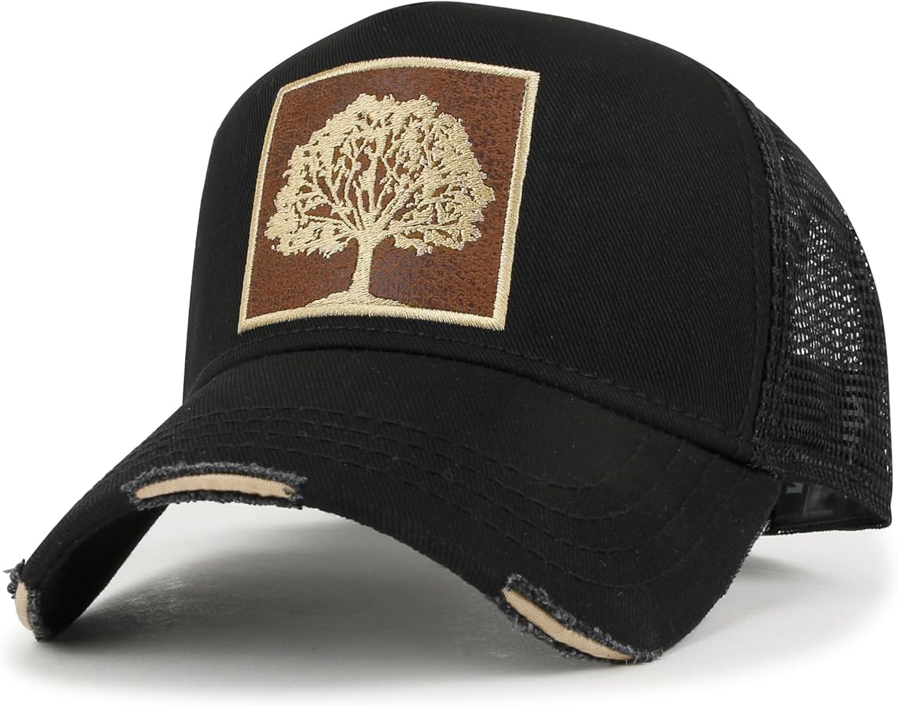 ililily PREMIUM Tree Embroidery Patch Cotton Hat Distressed Baseball Cap