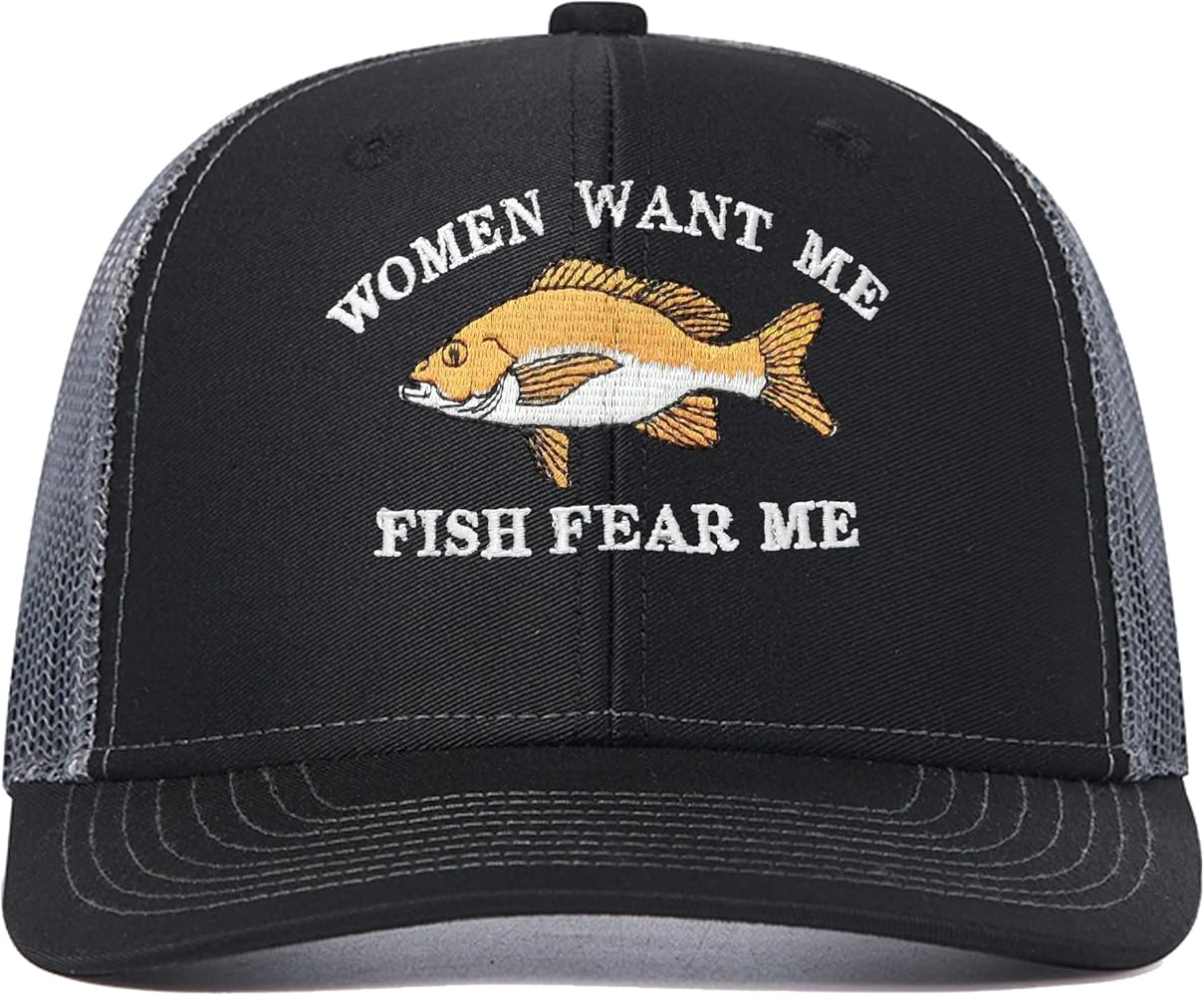 Women Want Me Fish Fear Me Embroidered Baseball Caps