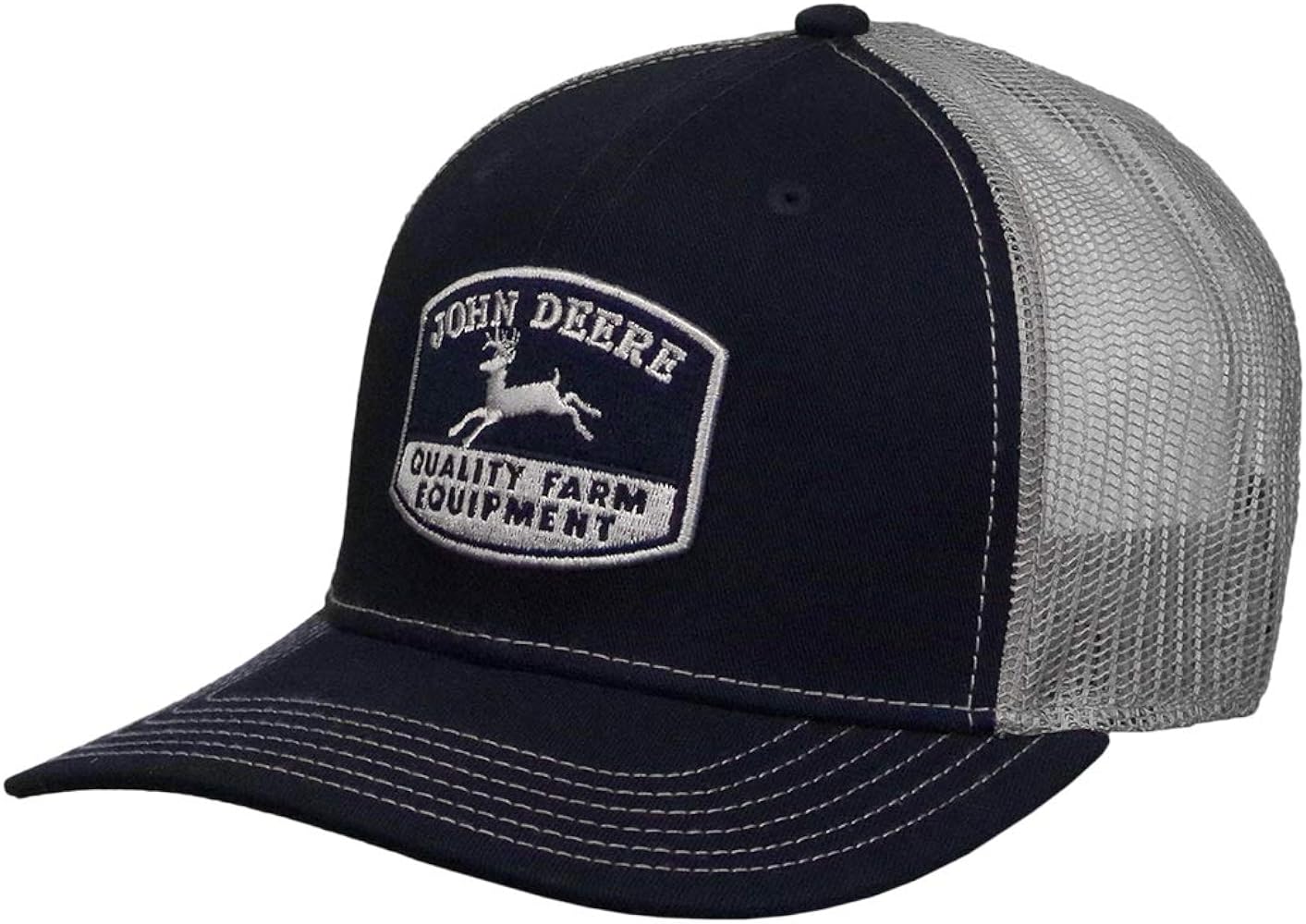 John Deere Men's JD Navy MESH Back Cap, Black and Grey, One Size