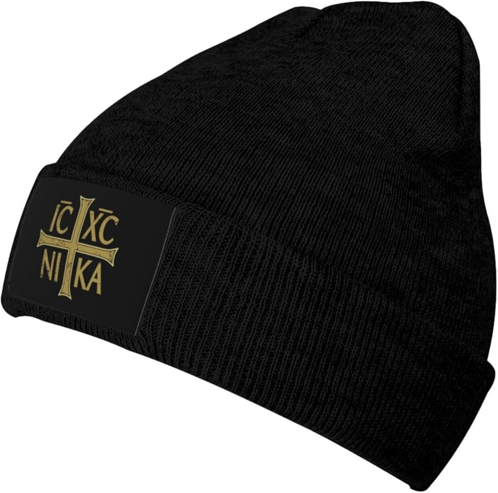 Ic Xc Nika Cross Christogram Orthodox Eastern Christianity Beanie Hats Soft Stretch Ski Caps Winter Warm Man Knitted Hat