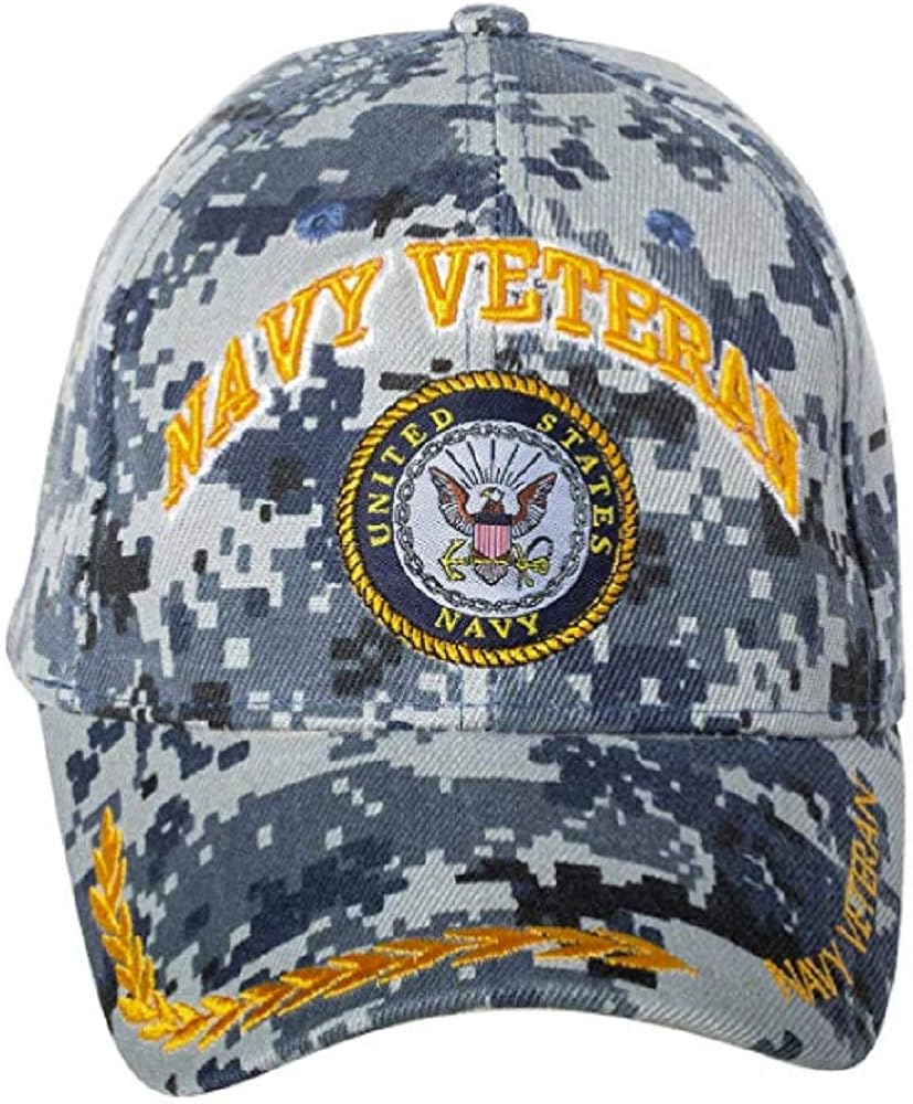 USA Navy Veteran Baseball Style Embroidered HAT Blue camo Cap Vet us Naval