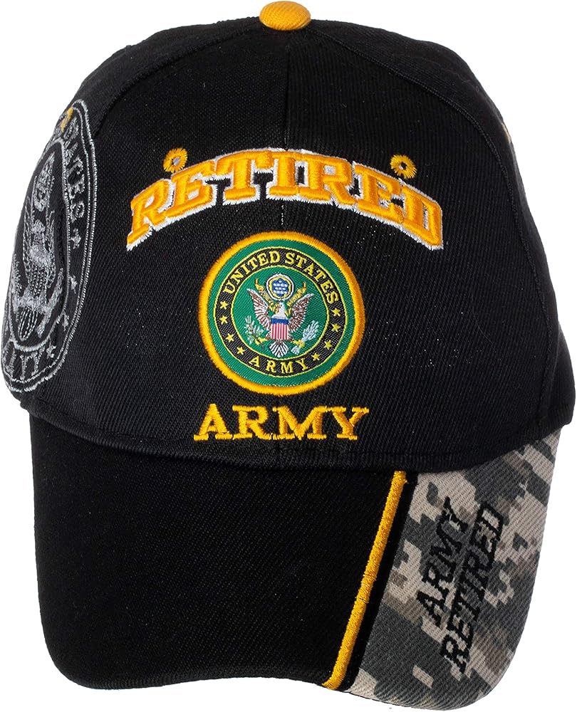 Officially Licensed US Army Retired Baseball Cap in Black & Digital Camo