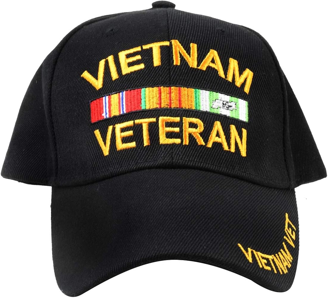 Treasure Gurus US Military Vietnam War Veteran Ribbon Baseball Cap Military Ball Hat Vet Gift Black