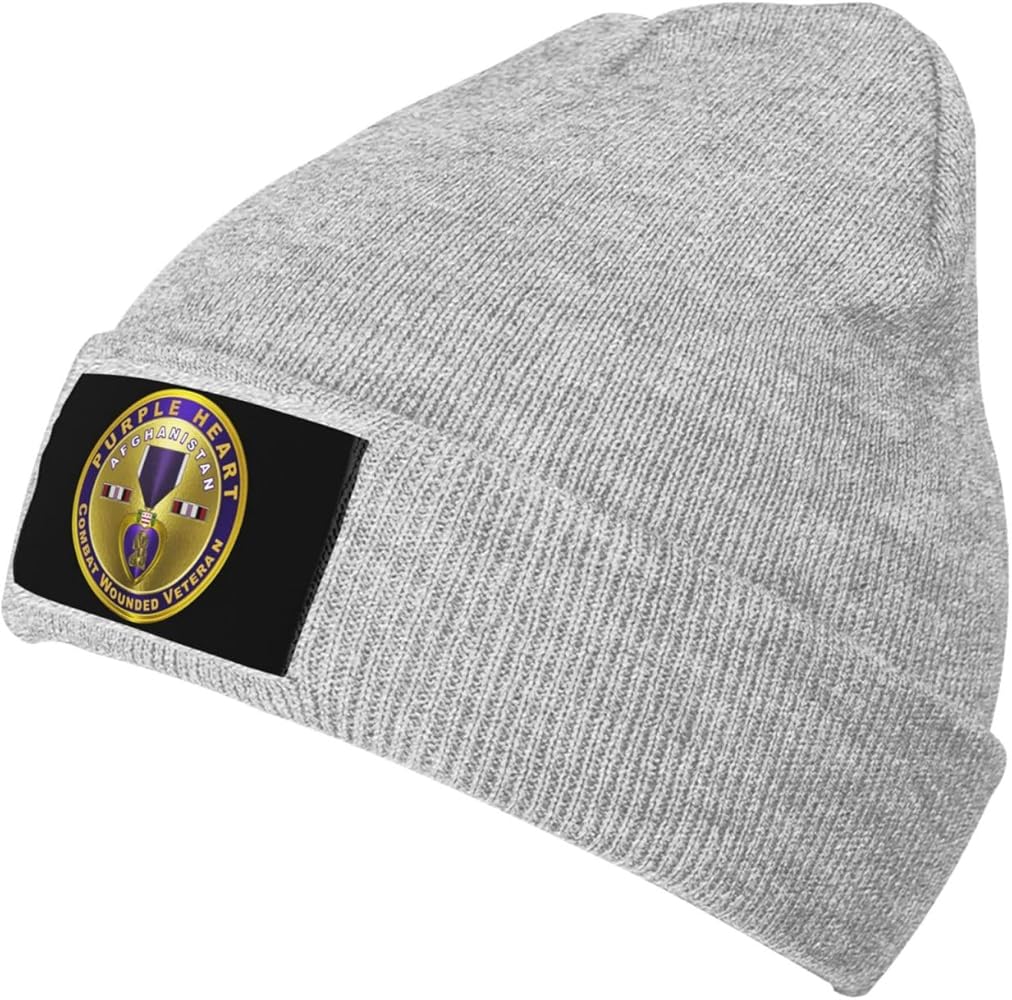 Purple Heart Combat Veteran Knit Beanie Men's Cuffed Beanie Unisex Fashionknit Hat