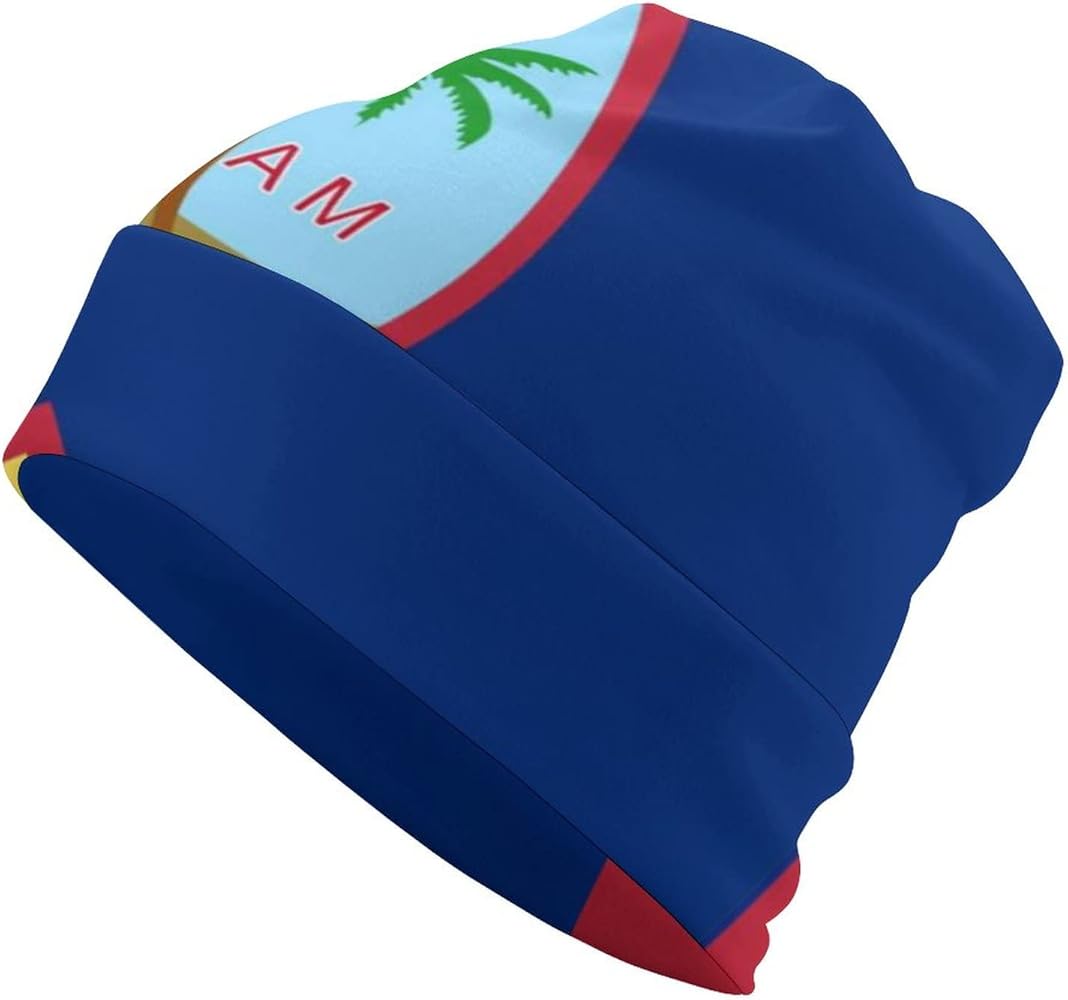 Guam US Flag Soft Warm Skull Cap Lightweight Beanies Hat For Men Women Slouchy Cycling Work Sleep