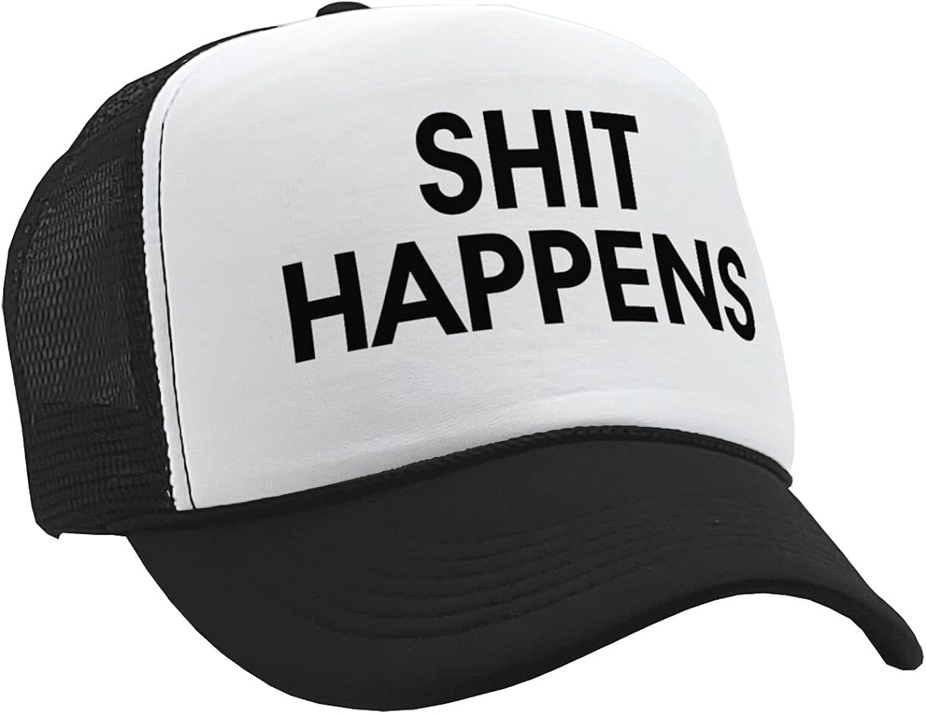 The Goozler - Shit Happens - Funny Saying Parody Joke - Vintage Retro Style Trucker Cap Hat