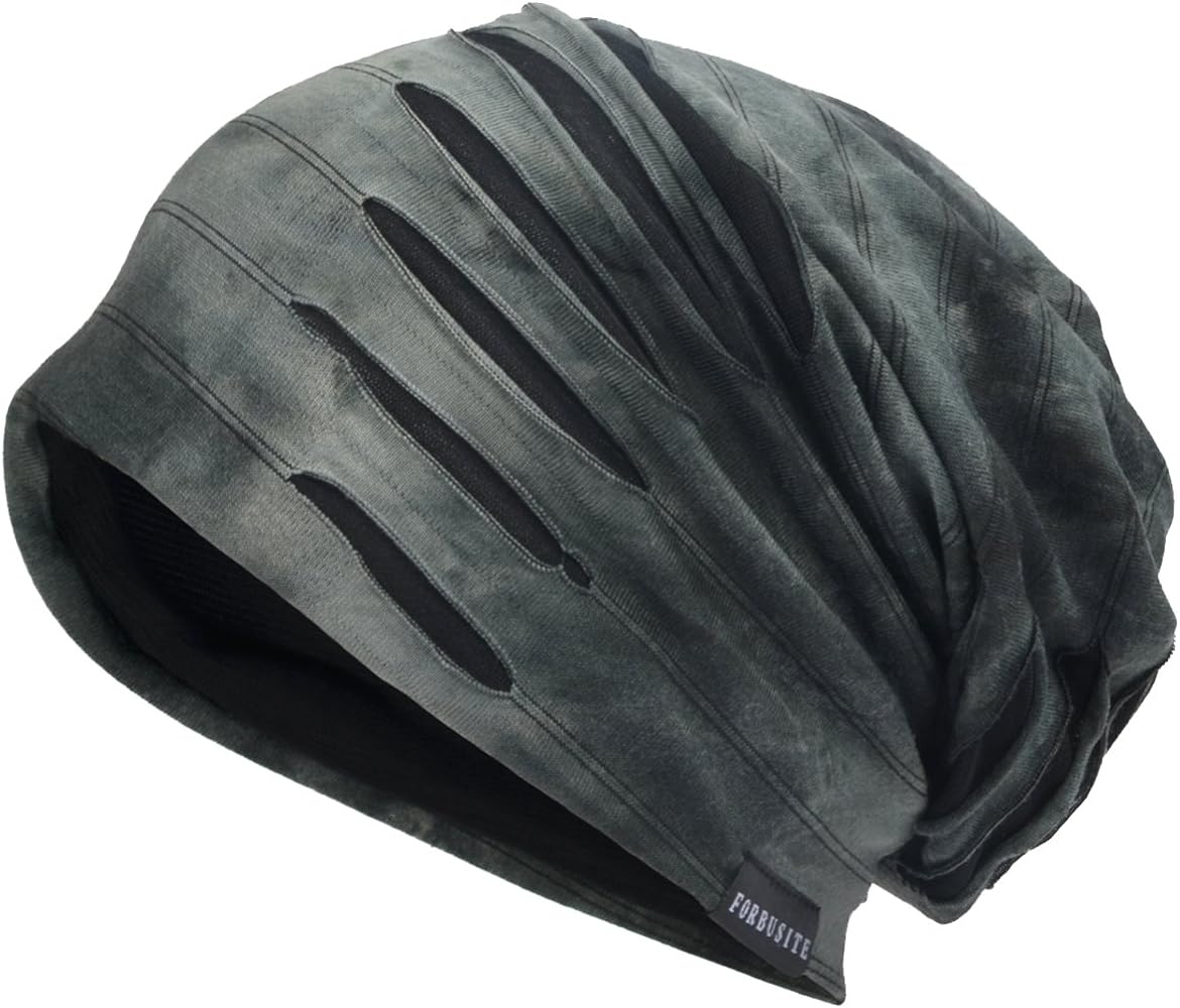 Men's Chic Striped Thin Baggy Slouch Summer Beanie Skull Cap Hat