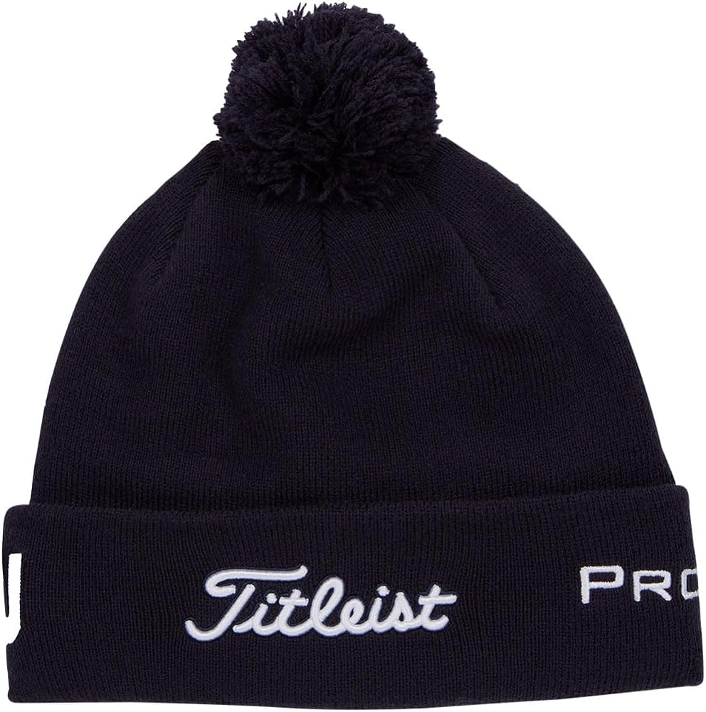 Titleist Tour Pom Pom Golf Beanie Navy One Size Fits Most