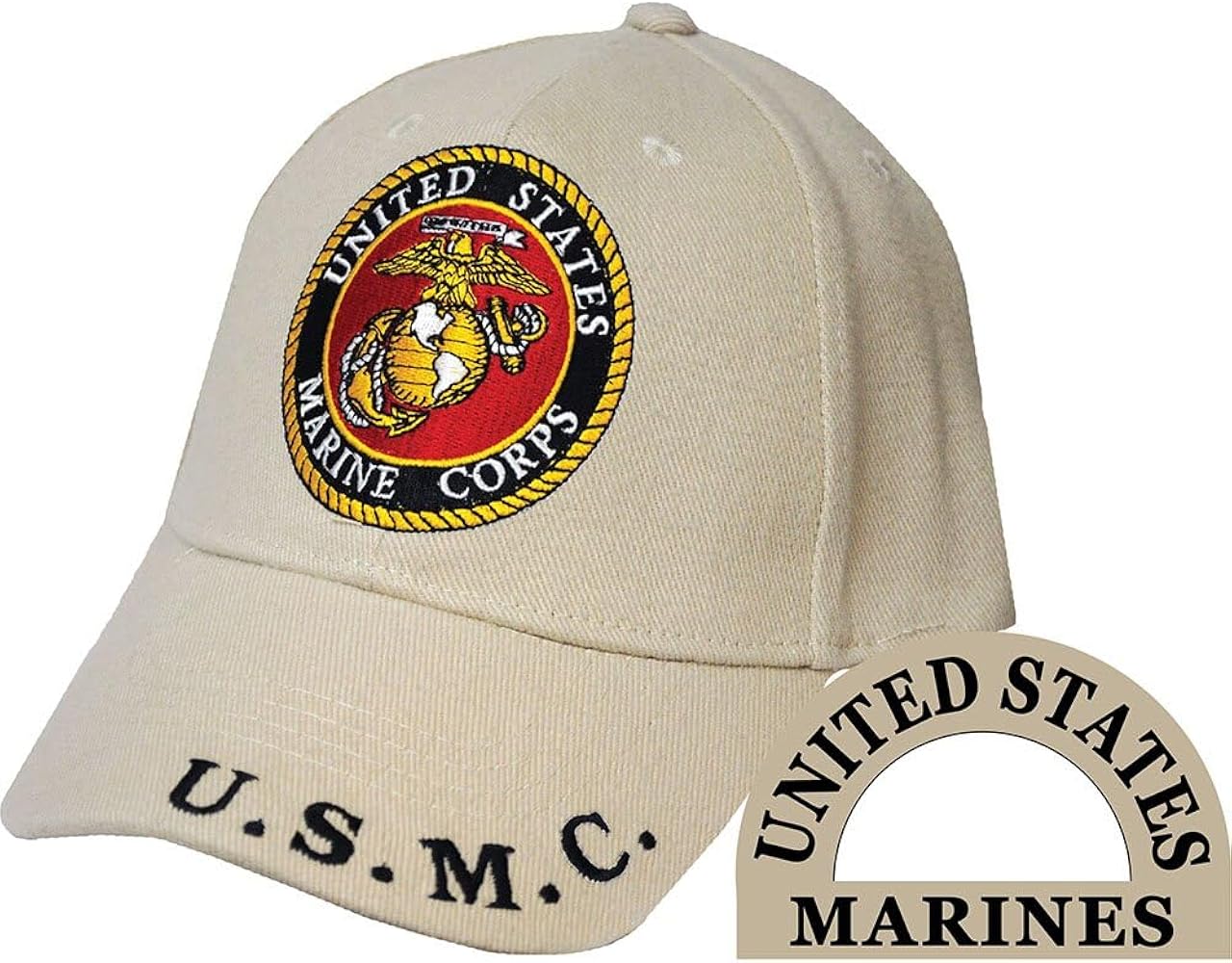 EagleEmblems Men's USMC Tan Logo Embroidered Ball Cap Adjustable Tan