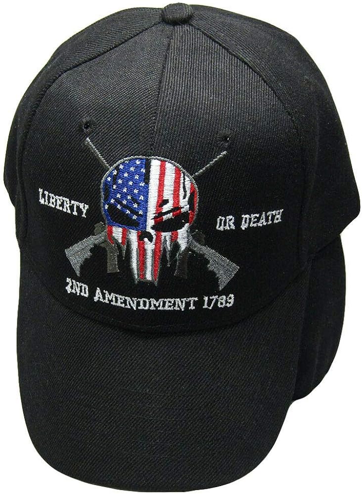 Liberty Or Death 2nd Amendment 1789 Black Embroidered Baseball Cap Hat