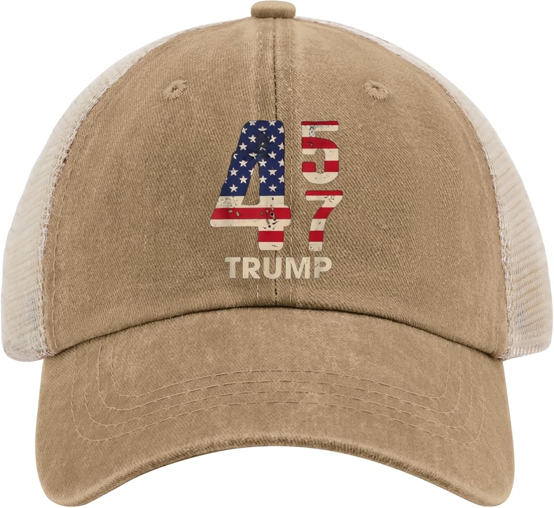 Funny Trump 45 47 MAGA Hat，Trump 45 47 Hats，2024 Trump Caps for Men Women，Washed Distressed Trump Baseball Cap