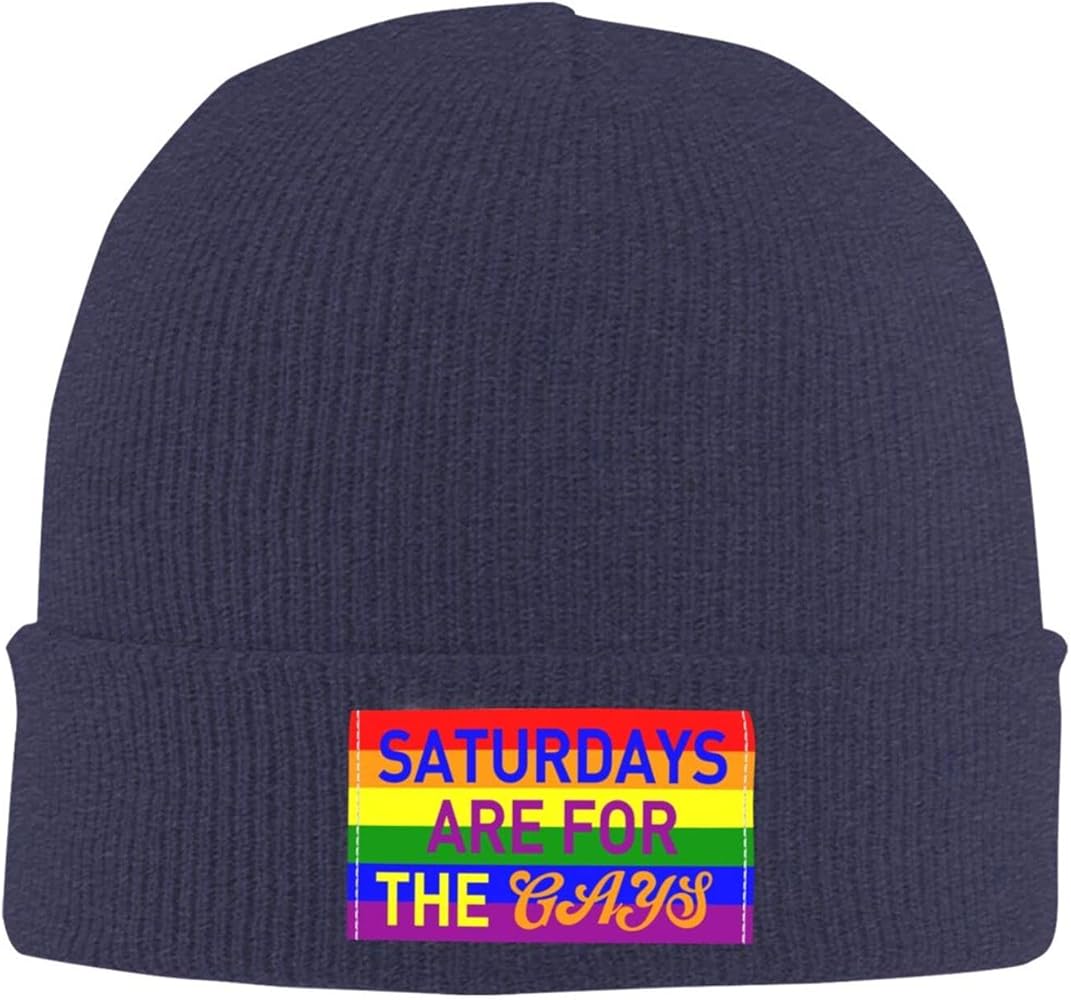 Saturdays are for The Gays LGBT Beanie Hat for Women Men Guy Warm Skull Cap Black Knitted Winter Hat