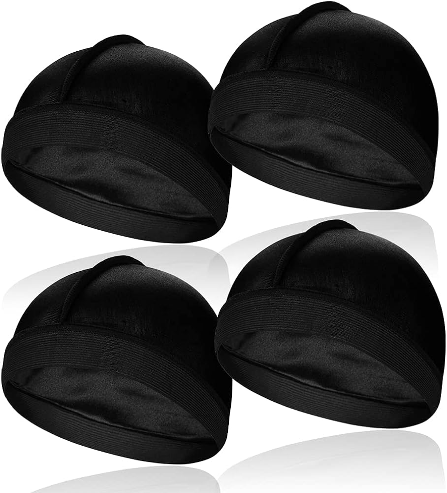 4 Pcs Elastic Silky Wave Cap, Satin Men Doo Rags Caps for 360, 540, 720 Waves, Great for Athletes, Hip-hop Lovers and so on