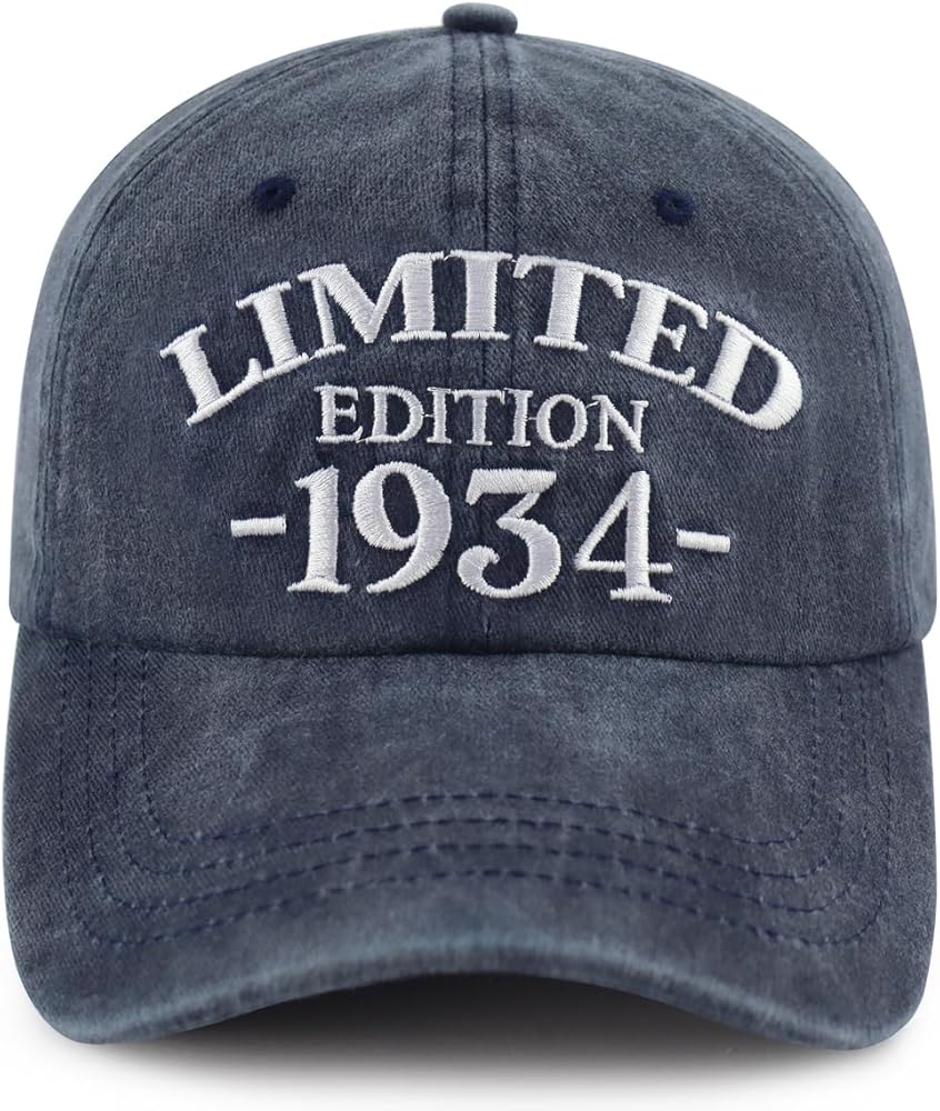 Limited Edition 1934 Hat for Men Women, Funny Adjustable Cotton Embroidered 90th Birthday Baseball Cap