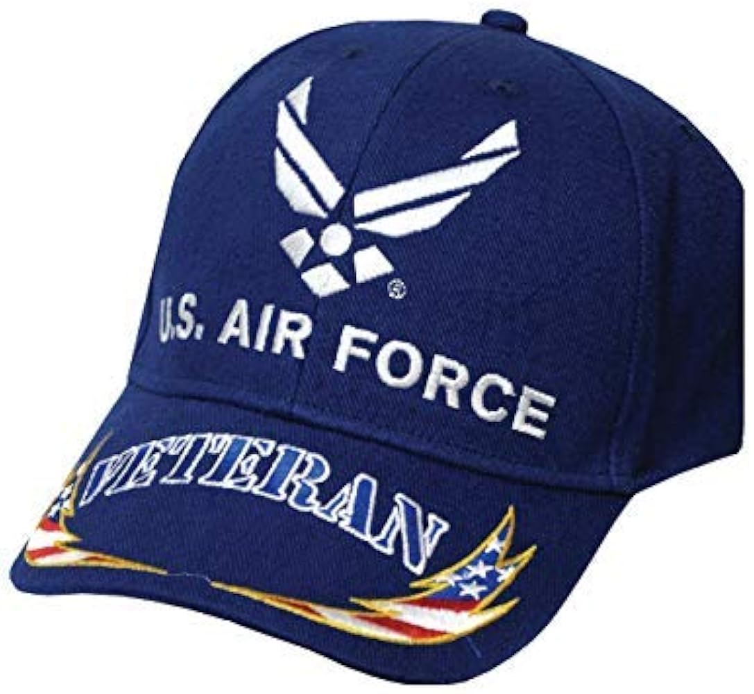 US Air Force Symbol Veteran Cap 100% Cotton w/Embroidered Branch Logo (Flag)