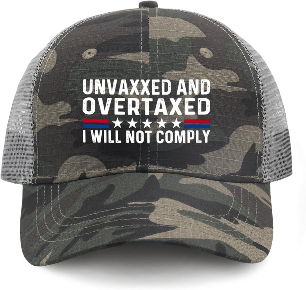 Unvaxxed and Overtaxed I Will Not Comply Hat Men Funny Baseball Cap Funny Birthday Gifts for Women