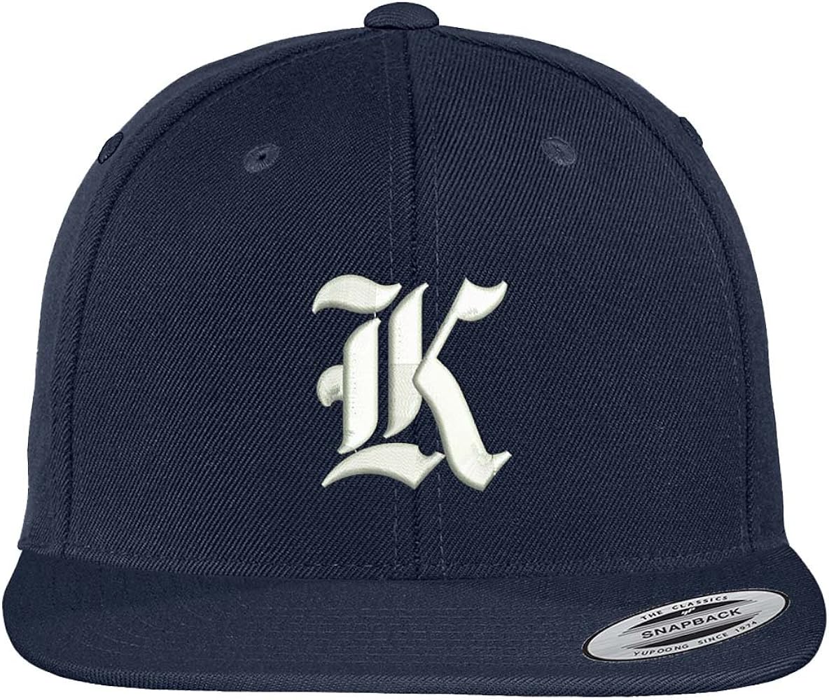 Trendy Apparel Shop Old English K Embroidered Flat Bill Snapback Cap