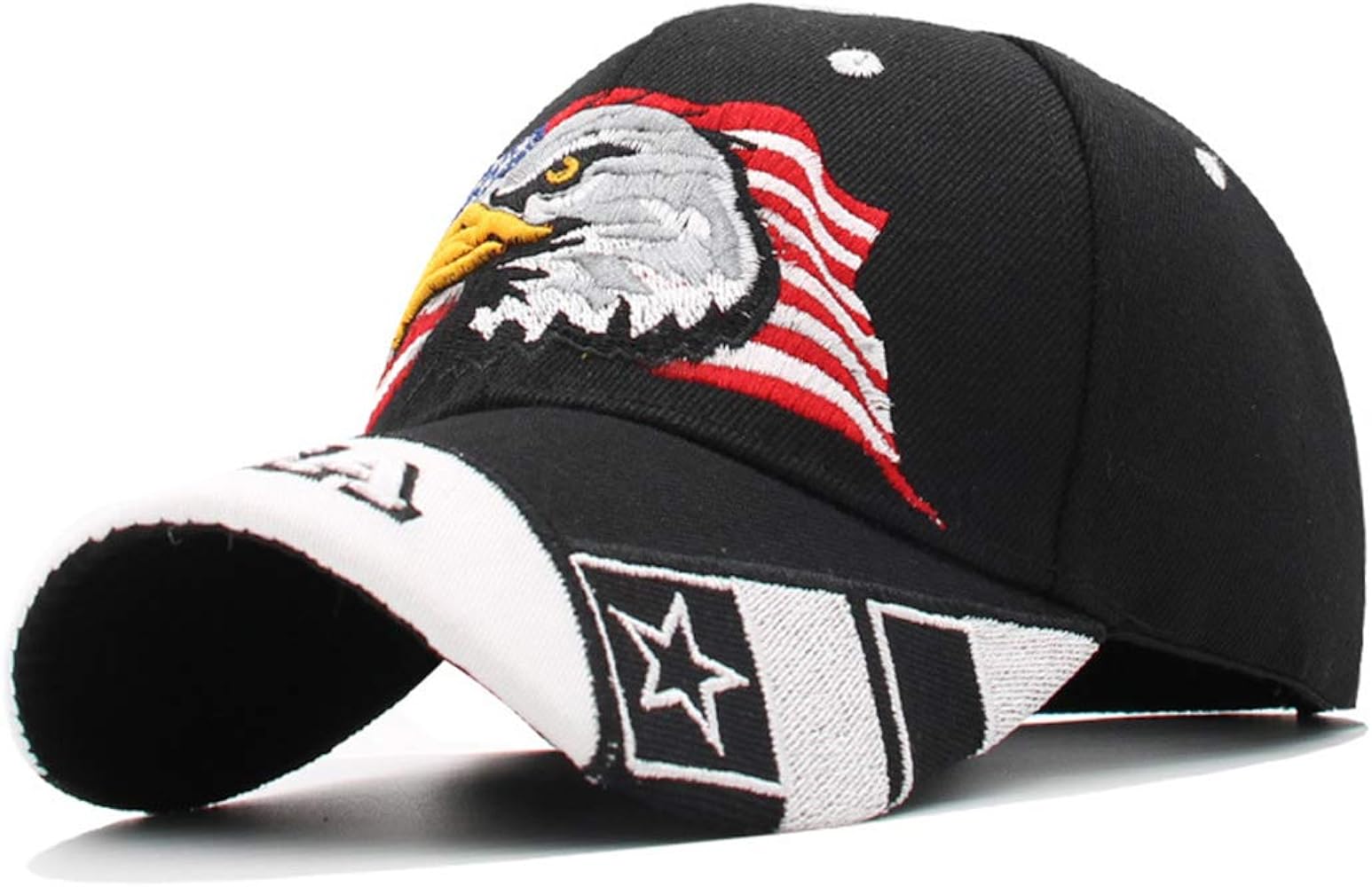 Anna-Kaci USA American Flag Patriotic Eagle Hawk Embossed 3D Adjustable Velcro Baseball Caps Hats