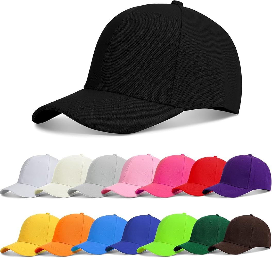 Geyoga 15 Pieces Baseball Cap Bulk Adjustable Size Plain for Men Women Blank hat for Running Workouts and Outdoor Activities